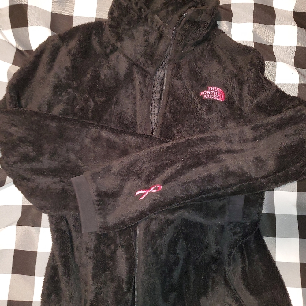 North Face Black fuzzy zip jacket medium